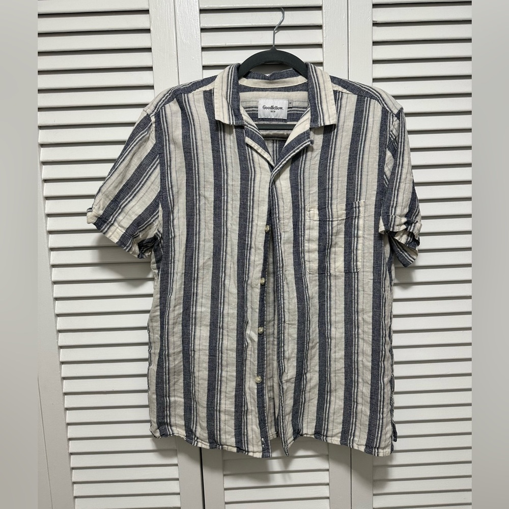 Navy & White Striped Linen Shirt
